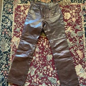 Autumnal GAP genuine LEATHER BROWN BOOT CUT PANTS - size 2